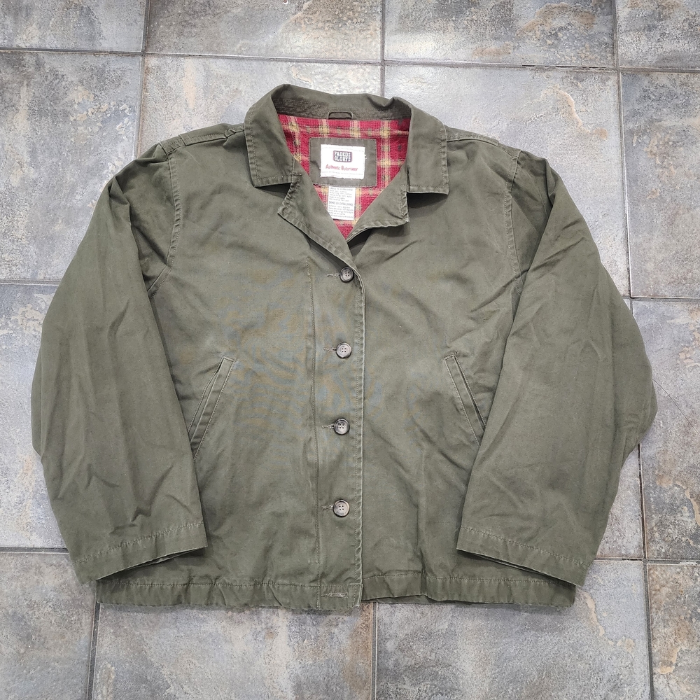 Vintage Y2K Faded Glory Women's XL Olive Green Plaid Lined Barn Chore Coat